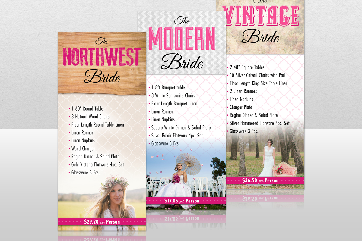 parties to go bridal package rack cards